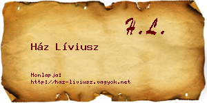Ház Líviusz névjegykártya